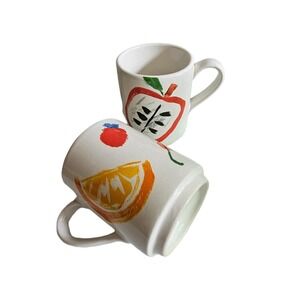 Vintage  Lenox Kate Spade Stackable Coffee Mugs Teacher Fruit Apple 2